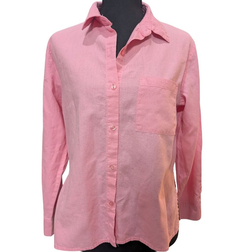 Ambiance Linen‑Blend Button Front Shirt